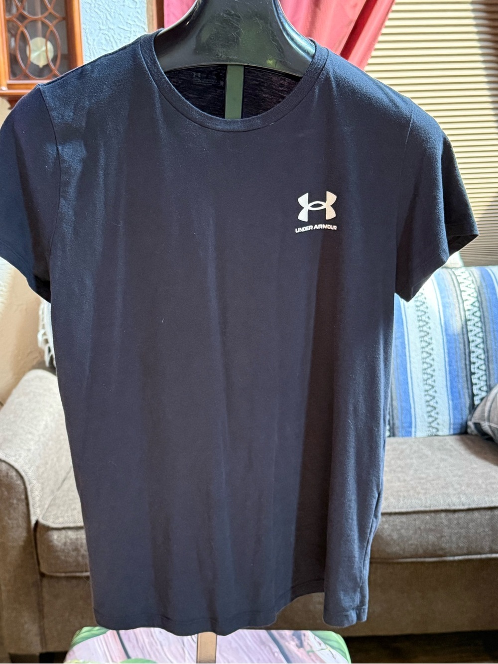 Under Armour Black Short Sleeve Crew T-Shirt with White Logo